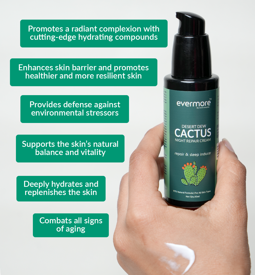 World’s First Indo-Mexican Blend of Gotu Kola and Cactus Extract Infused Night Repair Cream