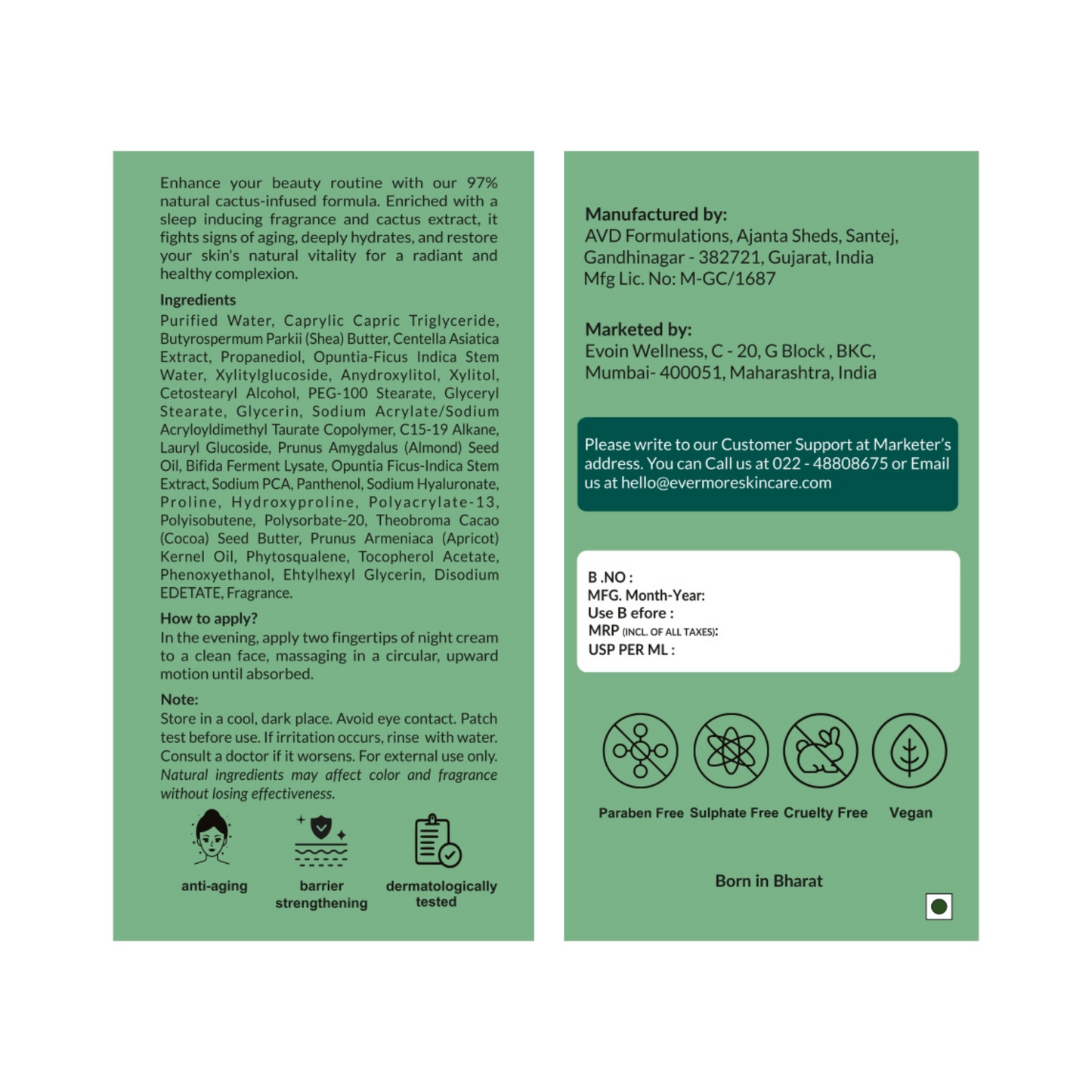 World’s First Indo-Mexican Blend of Gotu Kola and Cactus Extract Infused Night Repair Cream