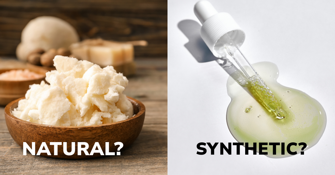 Prickly pear oil vs lab-made skincare products showing natural vs synthetic ingredients