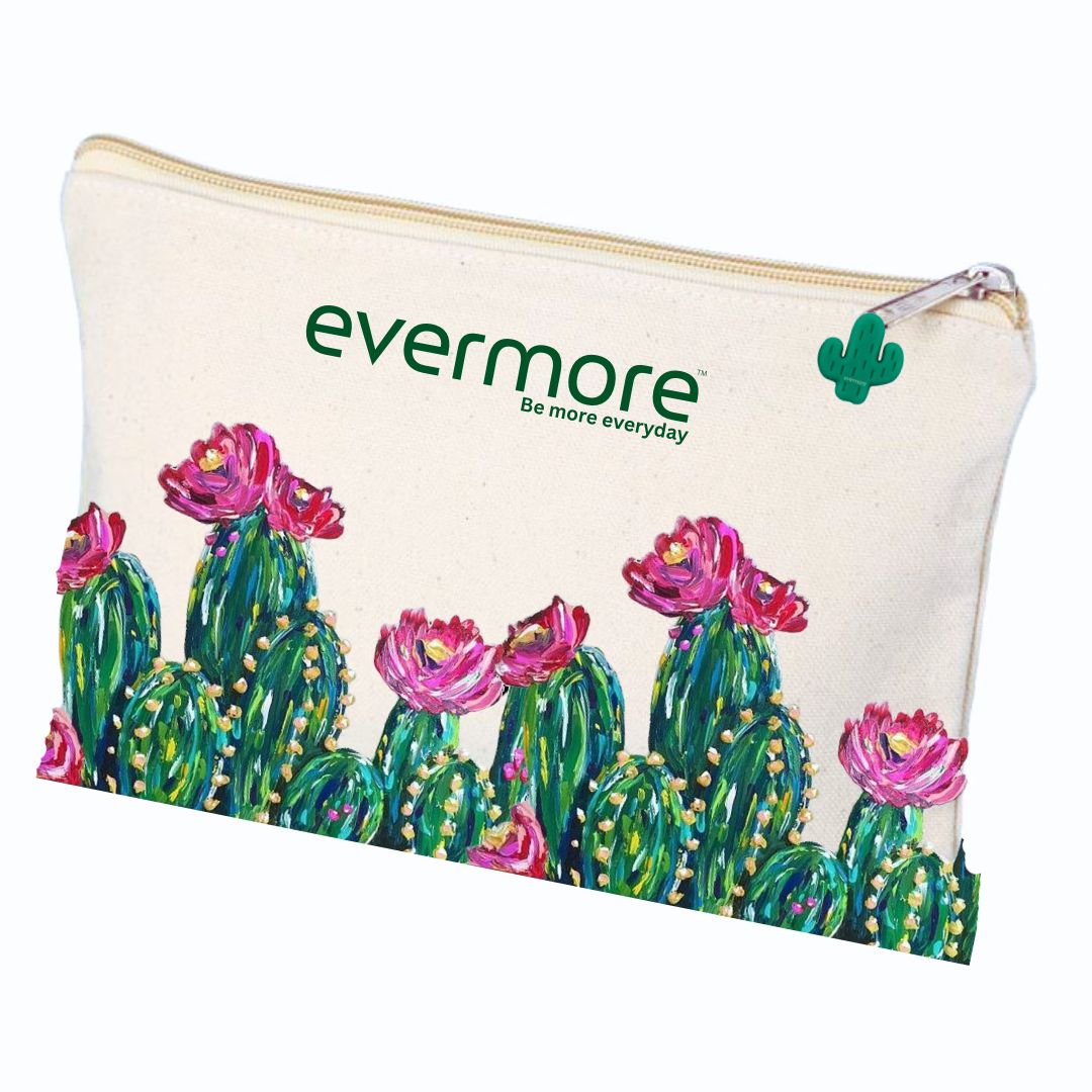 Evermore Blooming Cactus Travel Pouch - Carry Style, Everywhere!